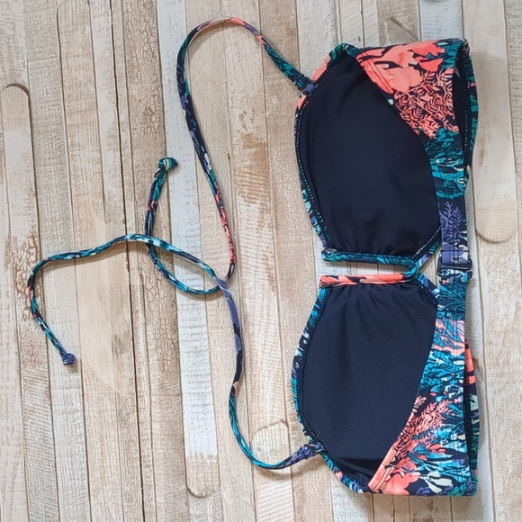 Turquoise pink purple halter bandeau bikini top in size Small - Picture 2 of 6